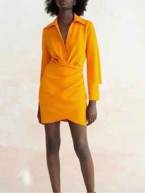 Zara draped mini shirt dress